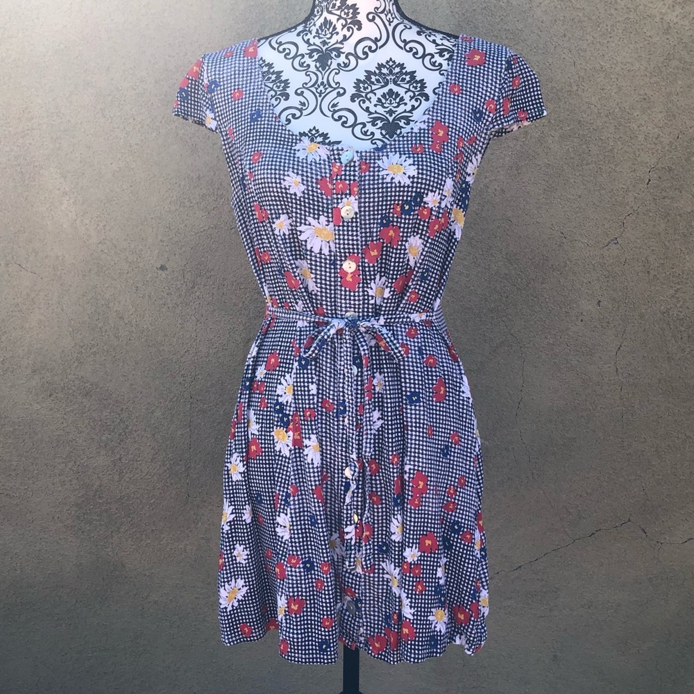 MINKPINK Checkered Floral Mini Dress